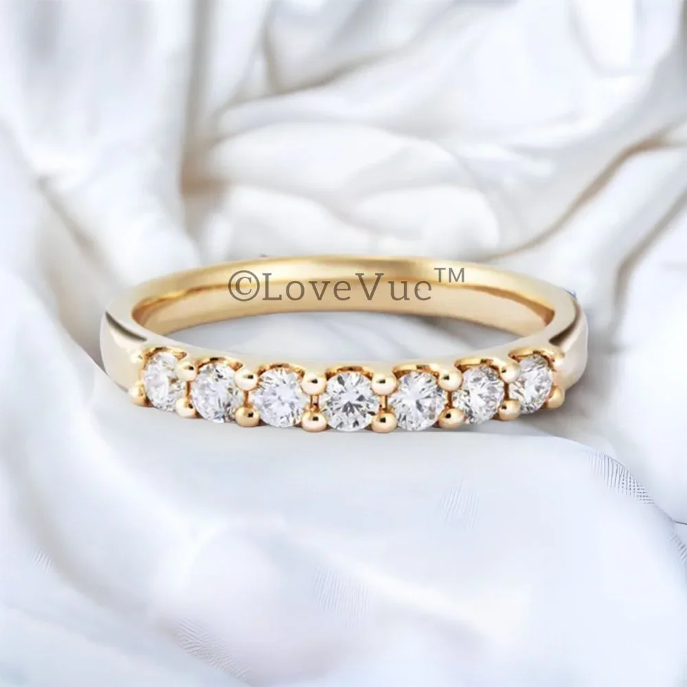 2.5mm Diamond Brilliant Cut Half Eternity Engagement Wedding Ring Band - Picture 5 of 16